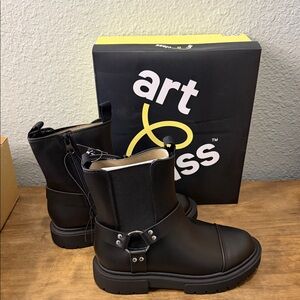 art class Black Kids Ankle Boots with Ring Strap